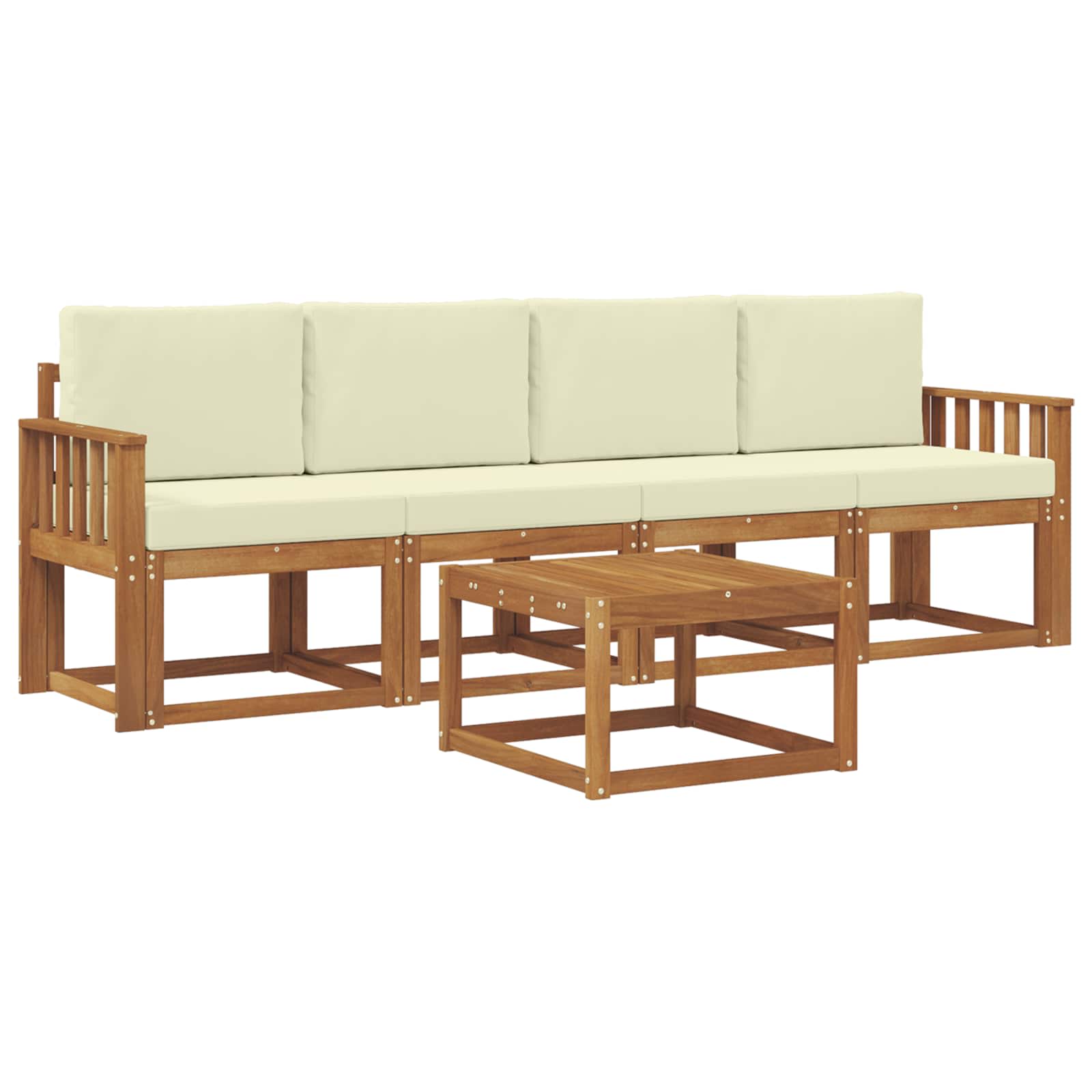 Outdoor-Sofagarnitur mit Kissen 5 pcs Natur und Creme