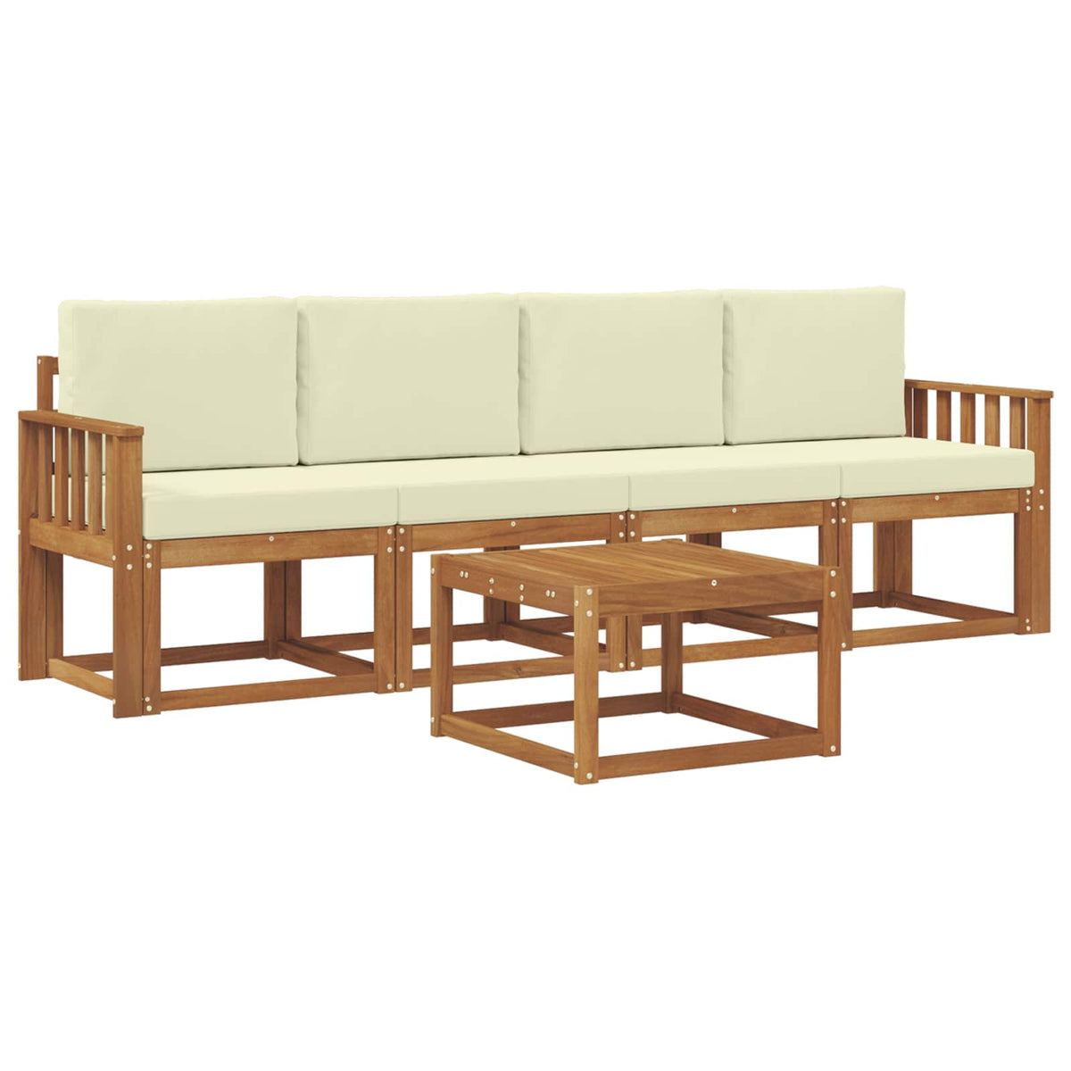 Outdoor-Sofagarnitur 5 stk. Natur und Creme