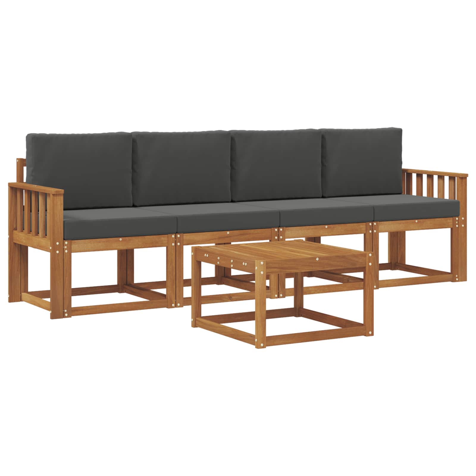 Outdoor-Sofagarnitur 5 stk. Natur und Anthrazit