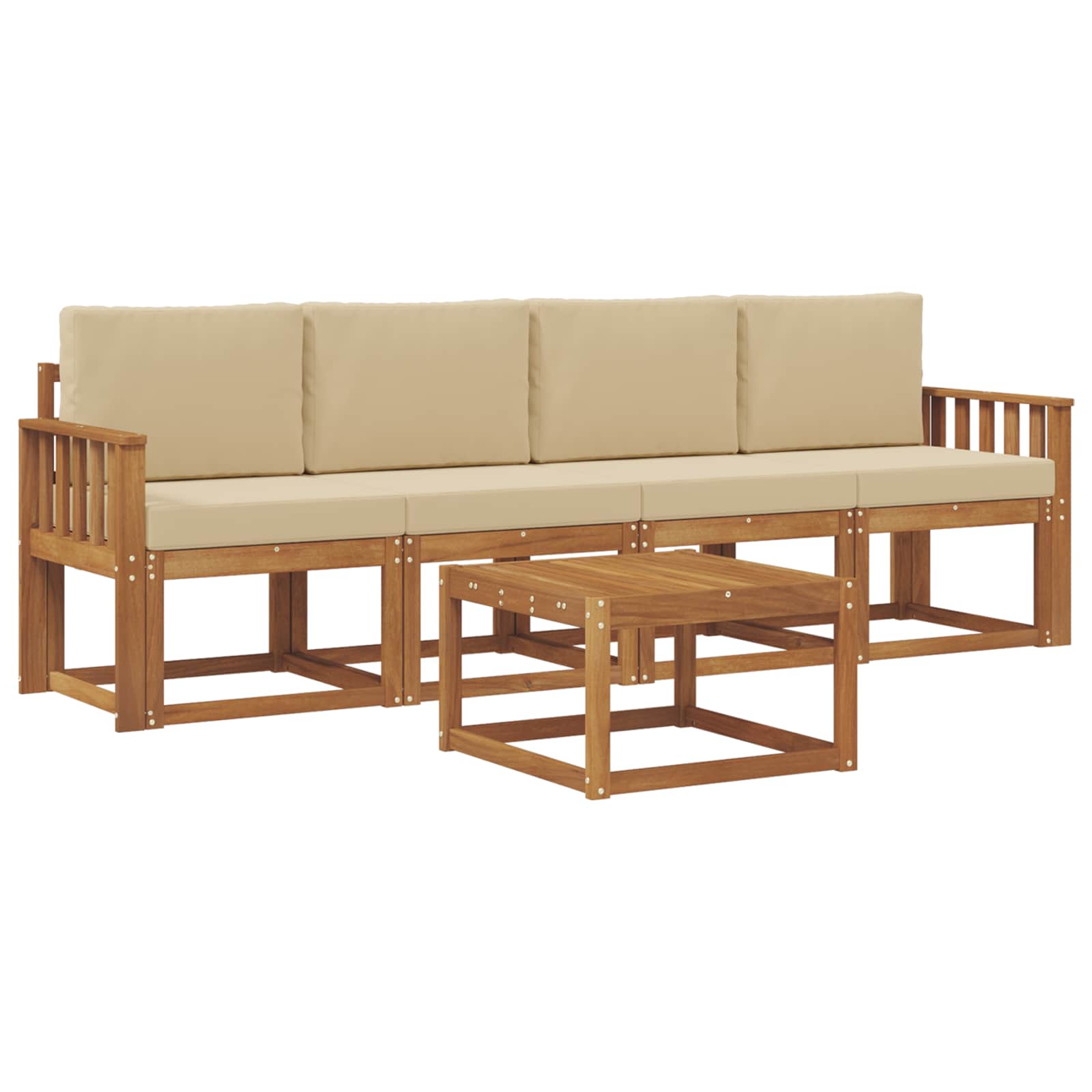 Outdoor-Sofagarnitur mit Kissen 5 pcs Natur und Beige
