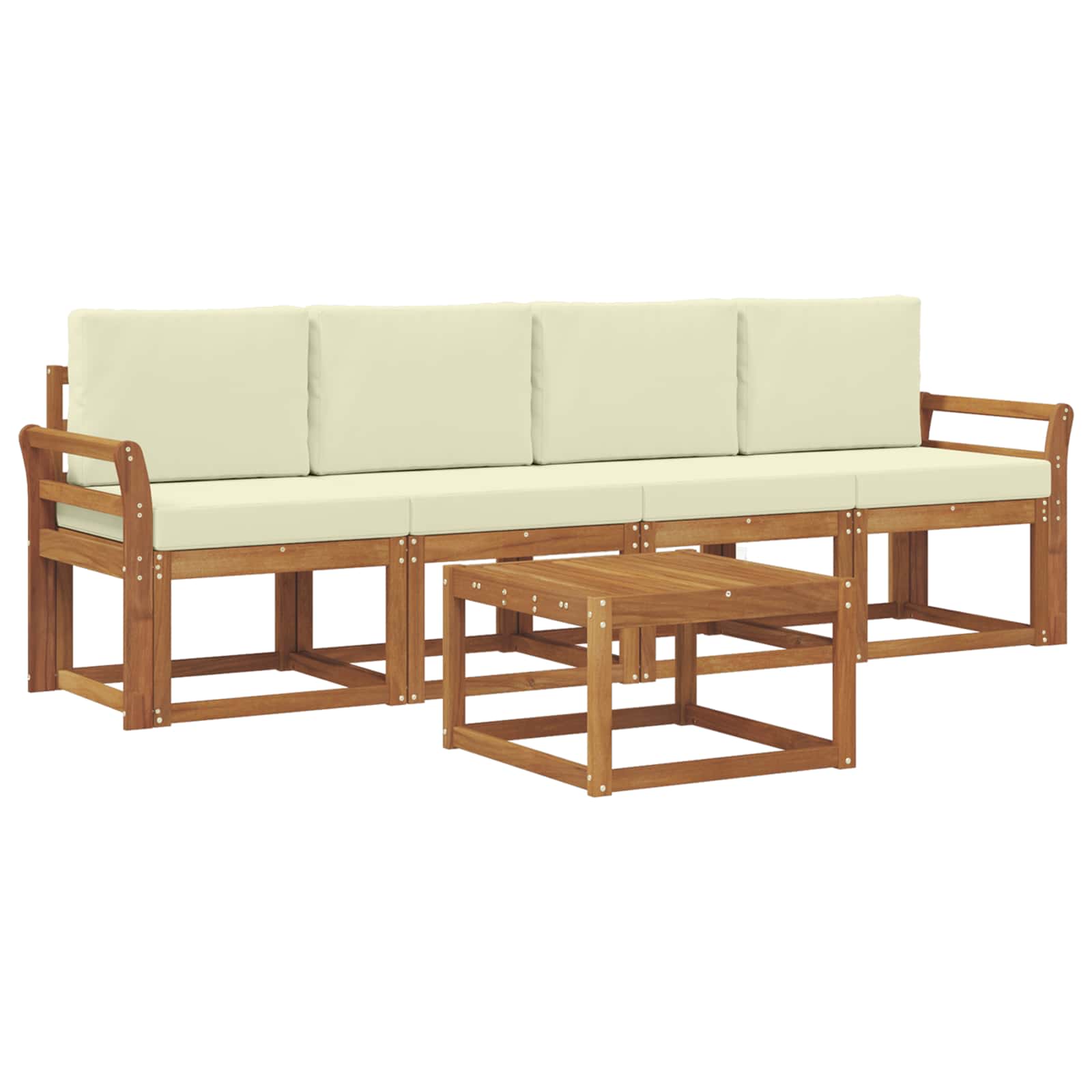 Outdoor-Sofagarnitur mit Kissen 5 pcs Natur und Creme