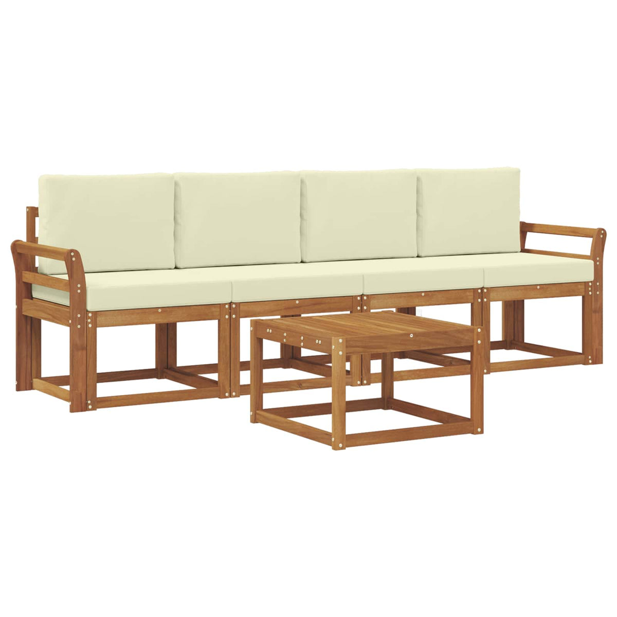 Outdoor-Sofagarnitur 5 stk. Natur und Creme