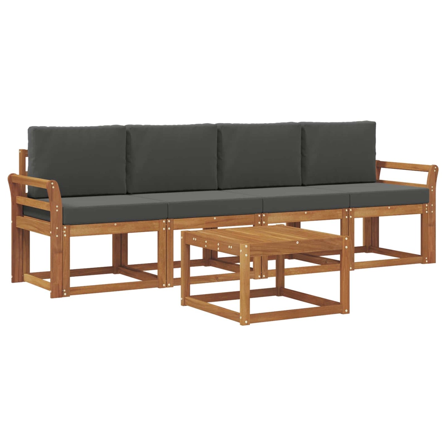 Outdoor-Sofagarnitur mit Kissen 5 pcs Natur und Anthrazit