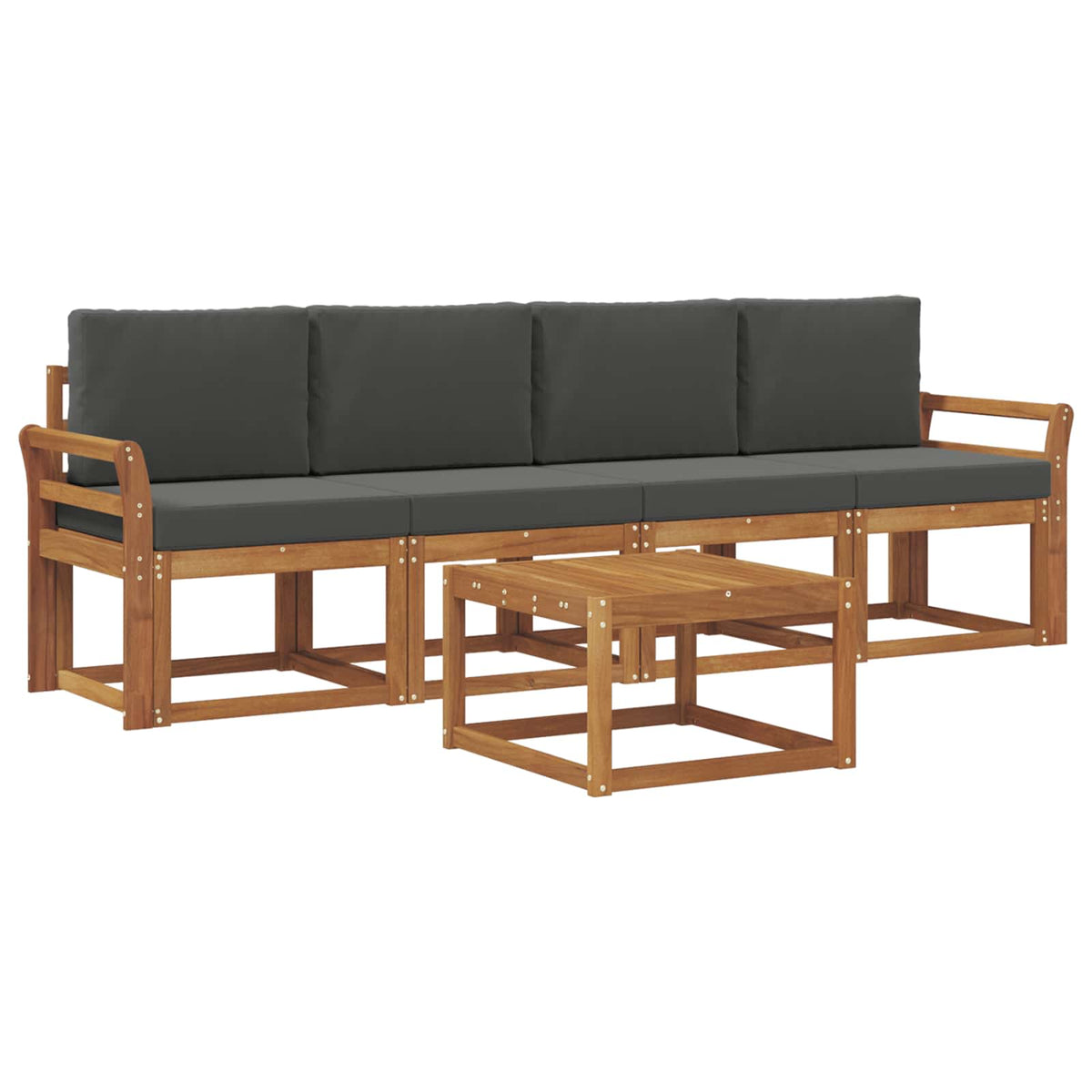 Outdoor-Sofagarnitur 5 stk. Natur und Anthrazit