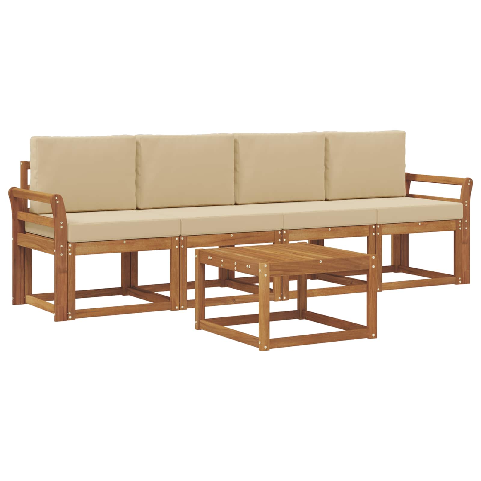 Outdoor-Sofagarnitur mit Kissen 5 pcs Natur und Beige