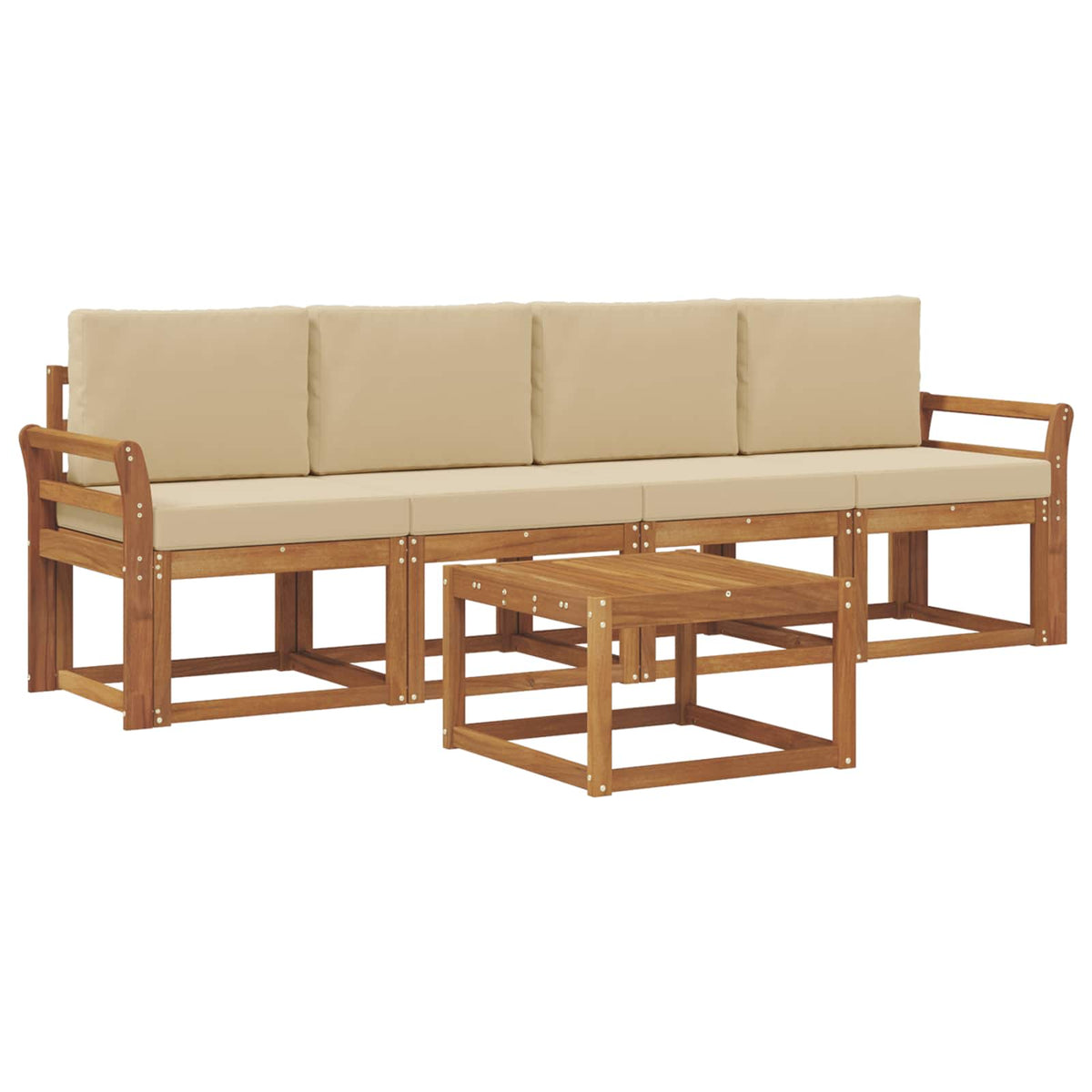 Outdoor-Sofagarnitur 5 stk. Natur und Beige