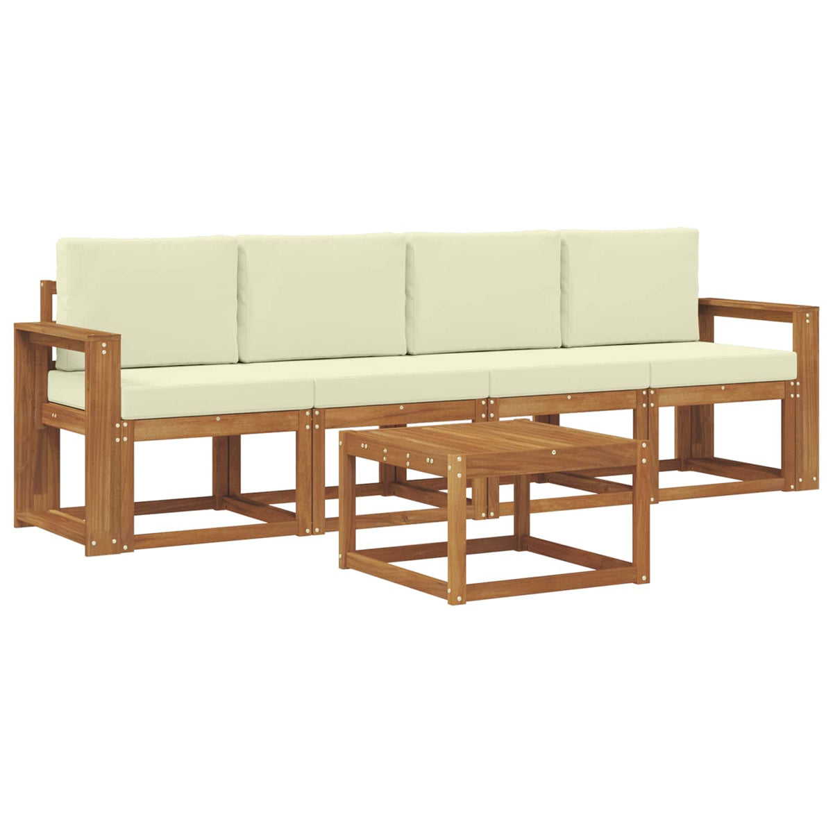 Outdoor-Sofagarnitur 5 stk. Natur und Creme