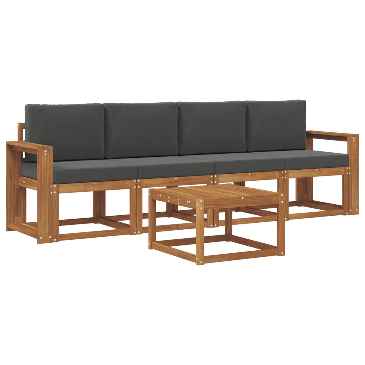 Outdoor-Sofagarnitur 5 stk. Natur und Anthrazit