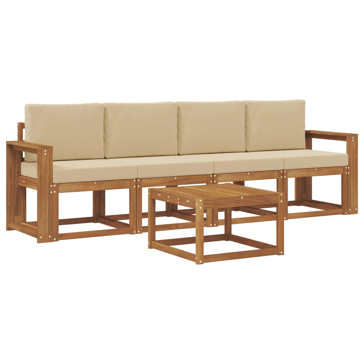 Outdoor-Sofagarnitur 5 stk. Natur und Beige