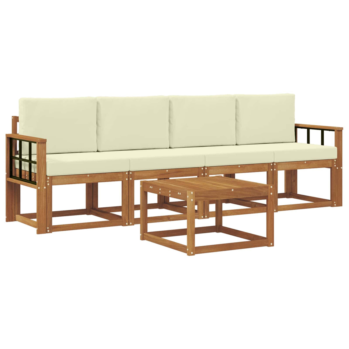 Outdoor-Sofagarnitur 5 stk. Natur und Creme