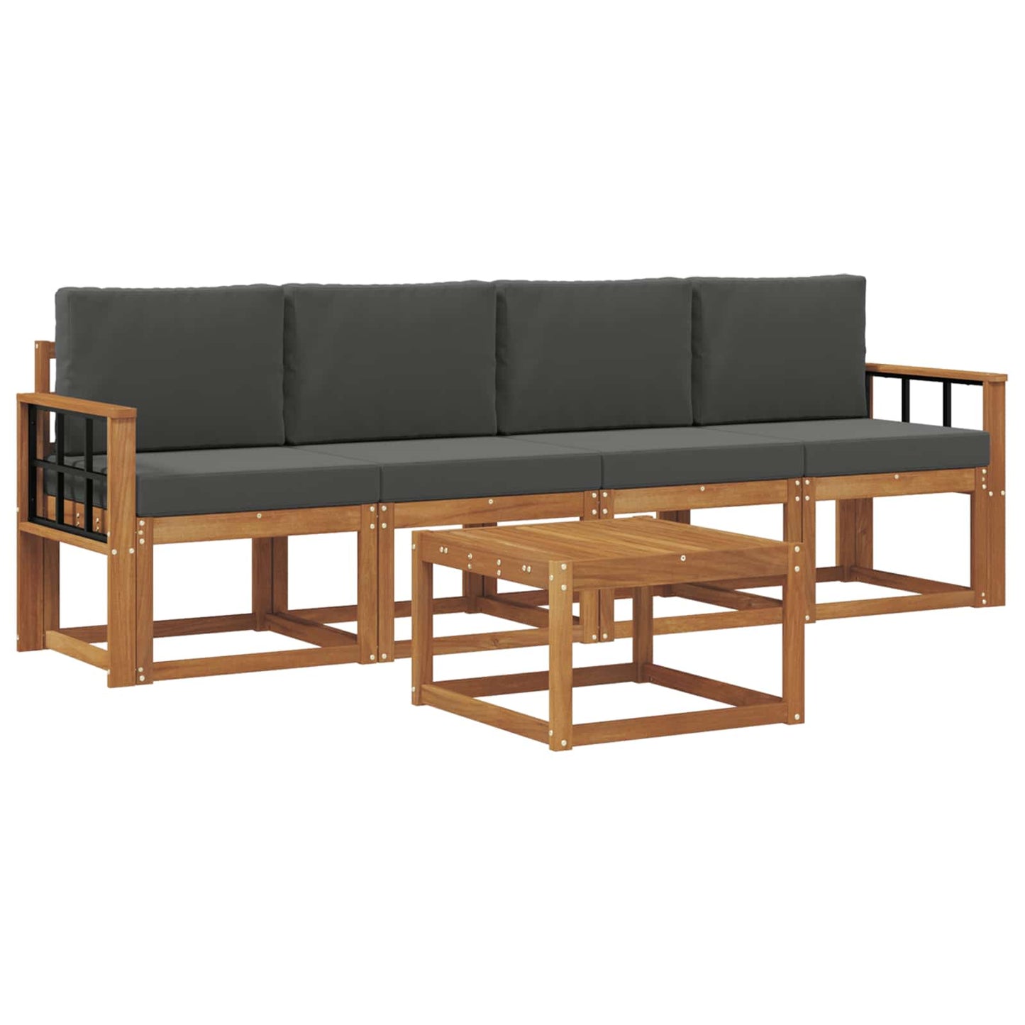 Outdoor-Sofagarnitur mit Kissen 5 pcs Natur und Anthrazit