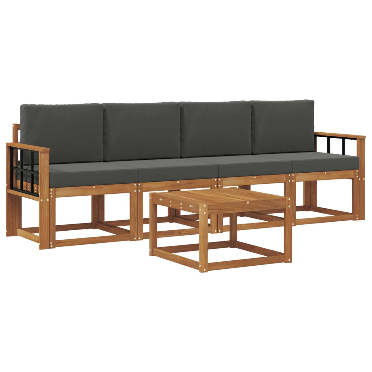 Outdoor-Sofagarnitur 5 stk. Natur und Anthrazit