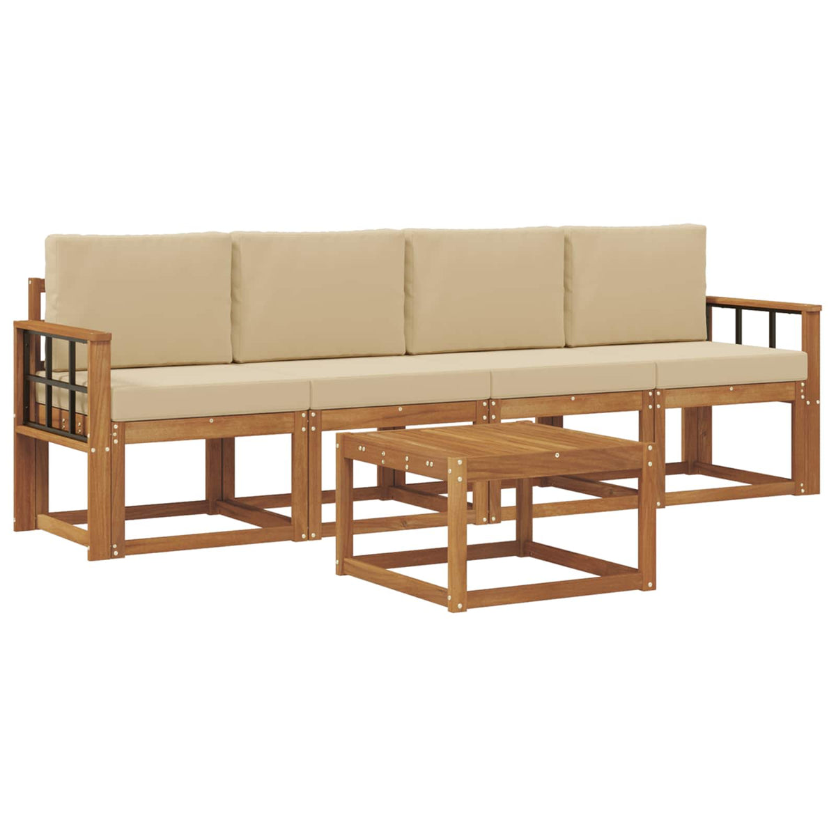 Outdoor-Sofagarnitur 5 stk. Natur und Beige