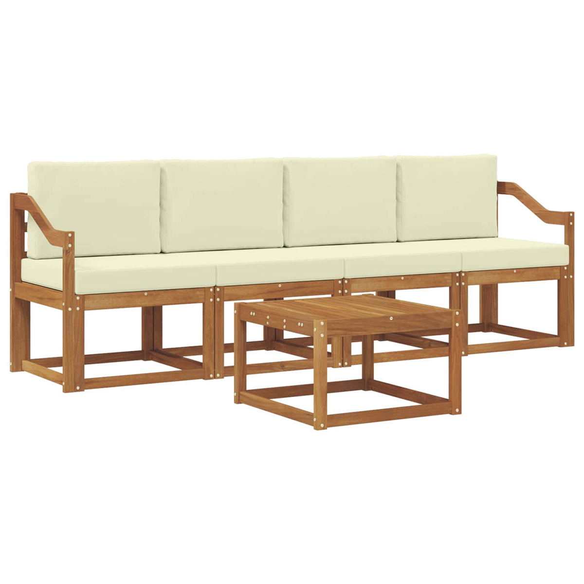 Outdoor-Sofagarnitur 5 stk. Natur und Creme