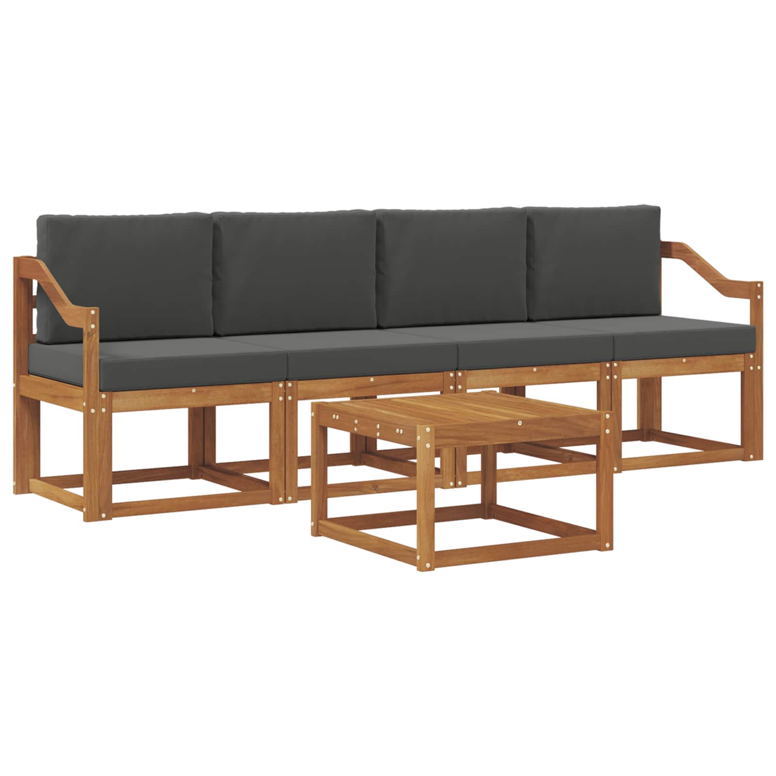 Outdoor-Sofagarnitur mit Kissen 5 pcs Natur und Anthrazit