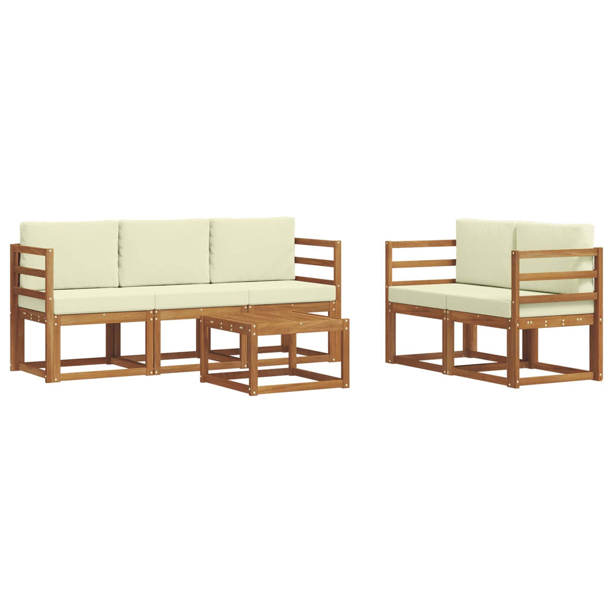 Outdoor-Sofagarnitur 6 stk. Natur und Creme