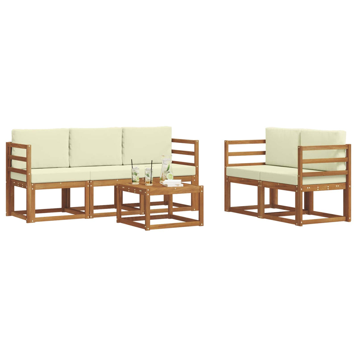 Outdoor-Sofagarnitur 6 stk. Natur und Creme