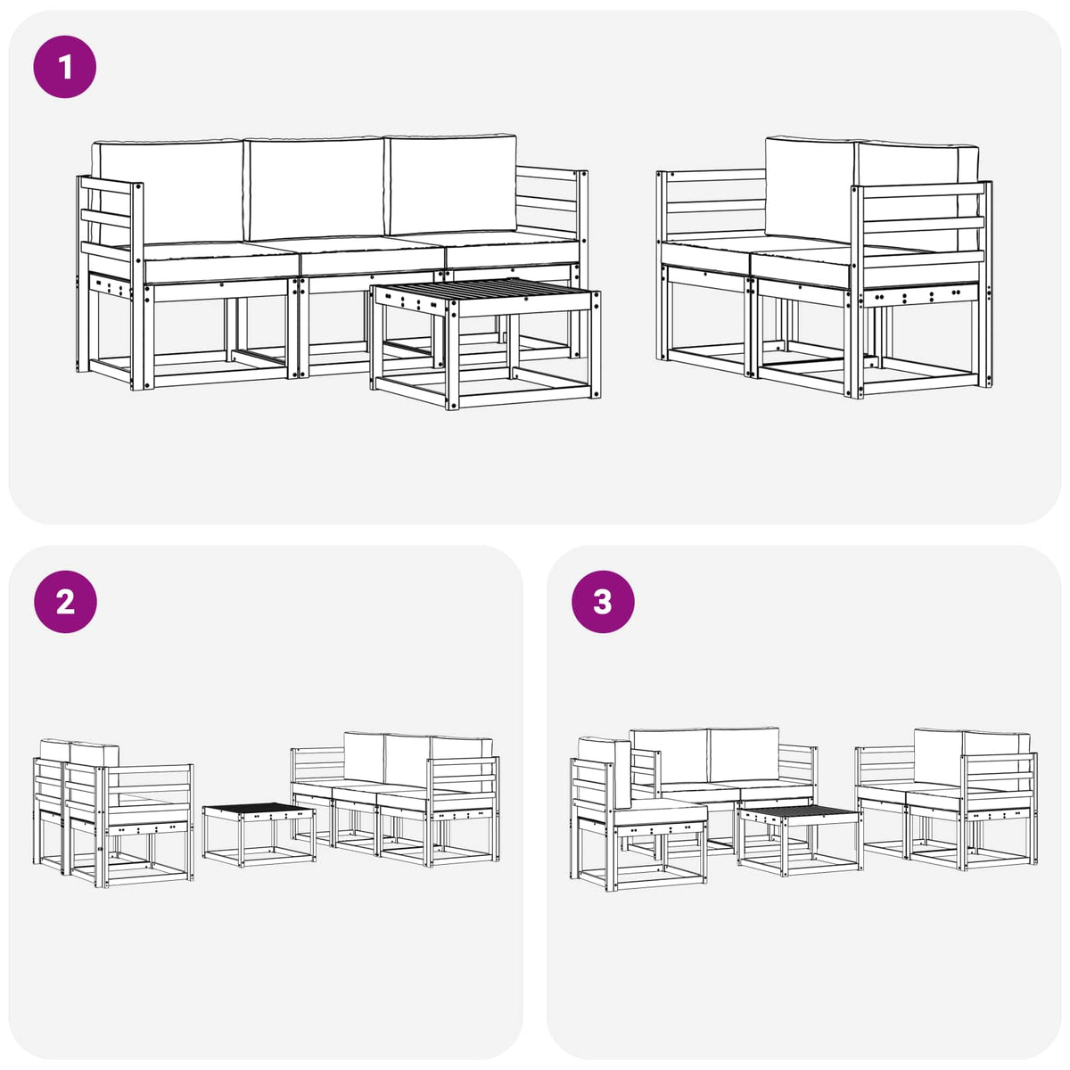 Outdoor-Sofagarnitur 6 stk. Natur und Creme