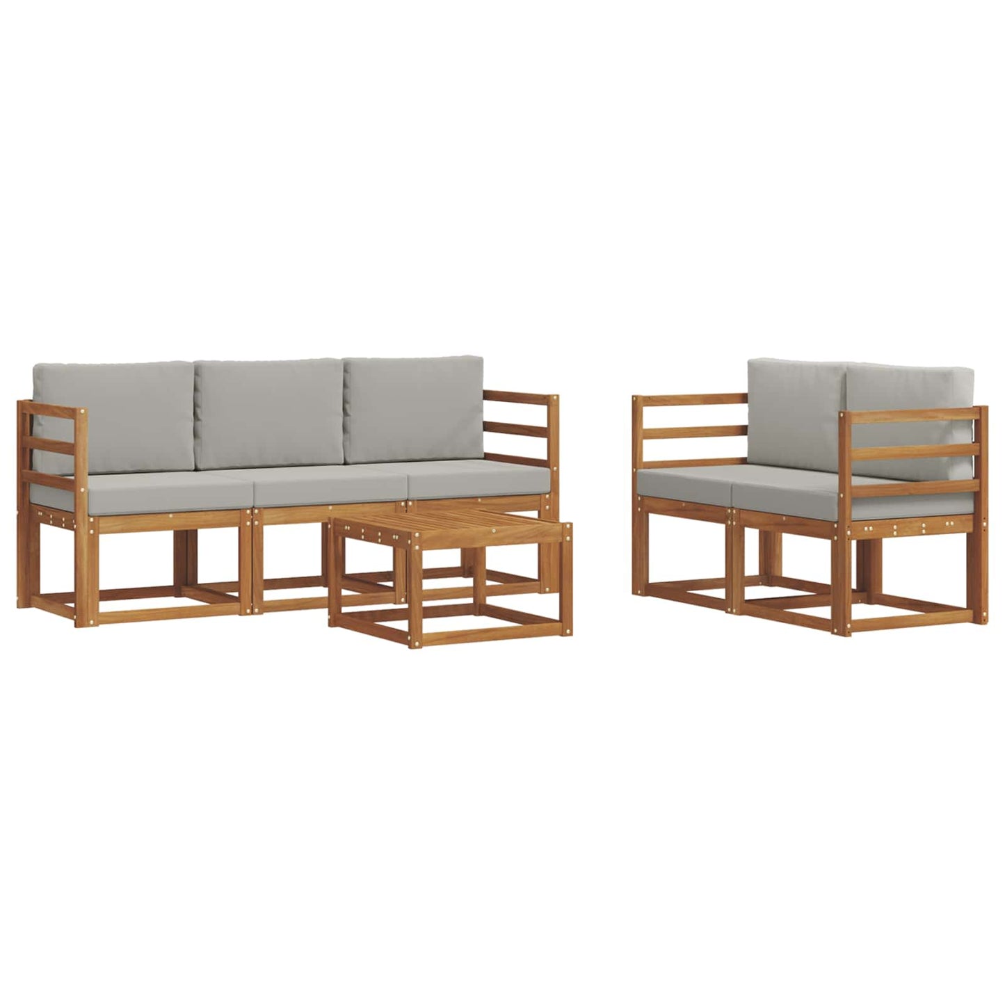 Outdoor-Sofagarnitur mit Kissen 6 pcs Natürlich und Hellgrau