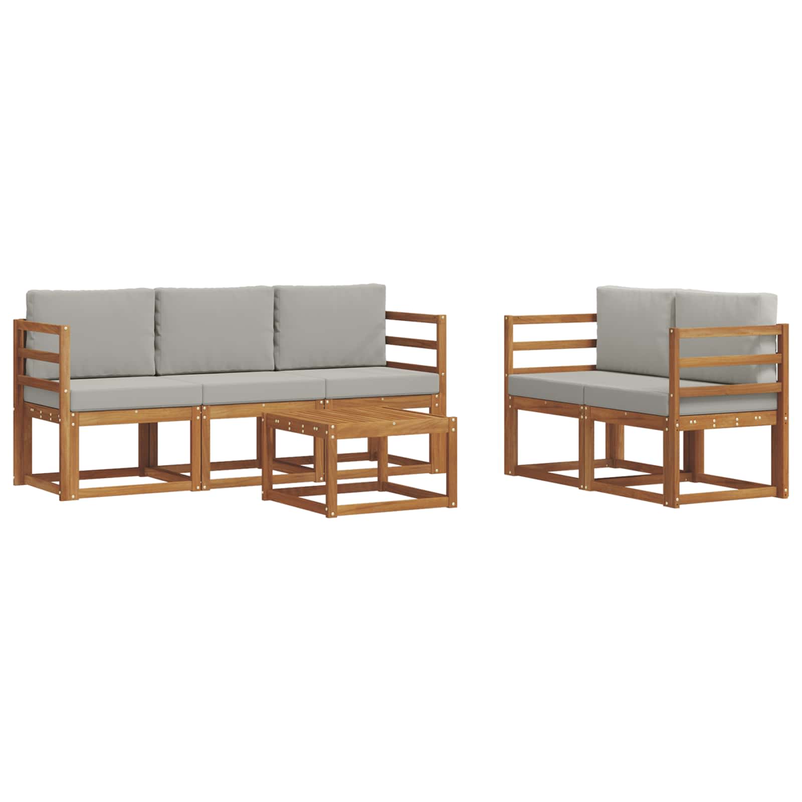 Outdoor-Sofagarnitur mit Kissen 6 pcs Natürlich und Hellgrau