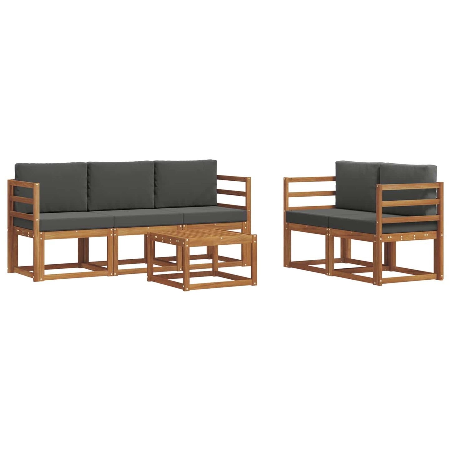 Outdoor-Sofagarnitur 6 stk. Natur und Anthrazit