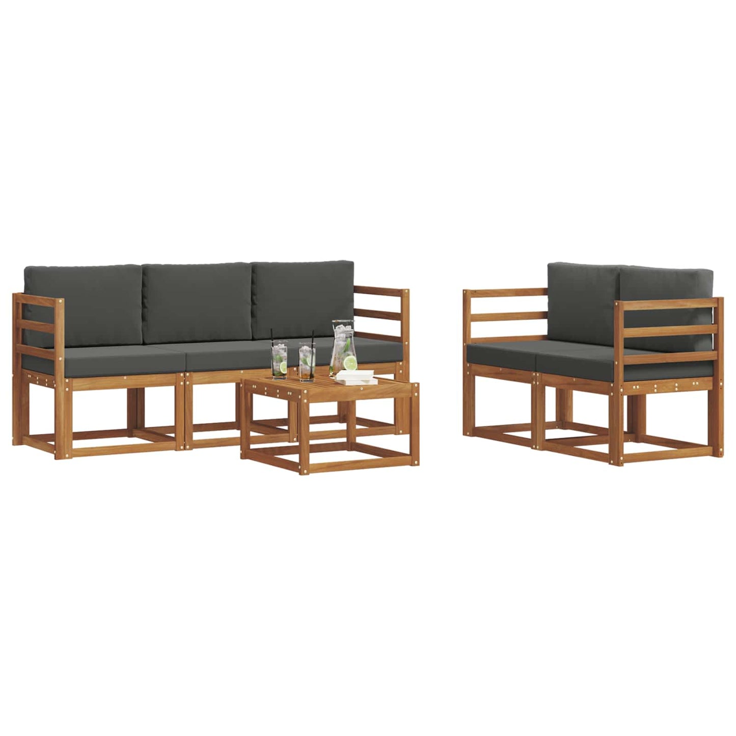 Outdoor-Sofagarnitur 6 stk. Natur und Anthrazit