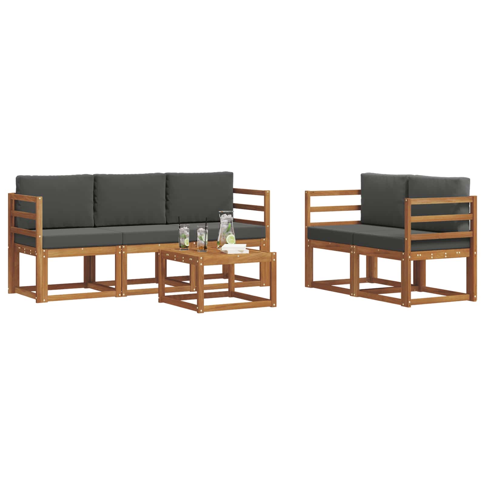 Outdoor-Sofagarnitur 6 stk. Natur und Anthrazit
