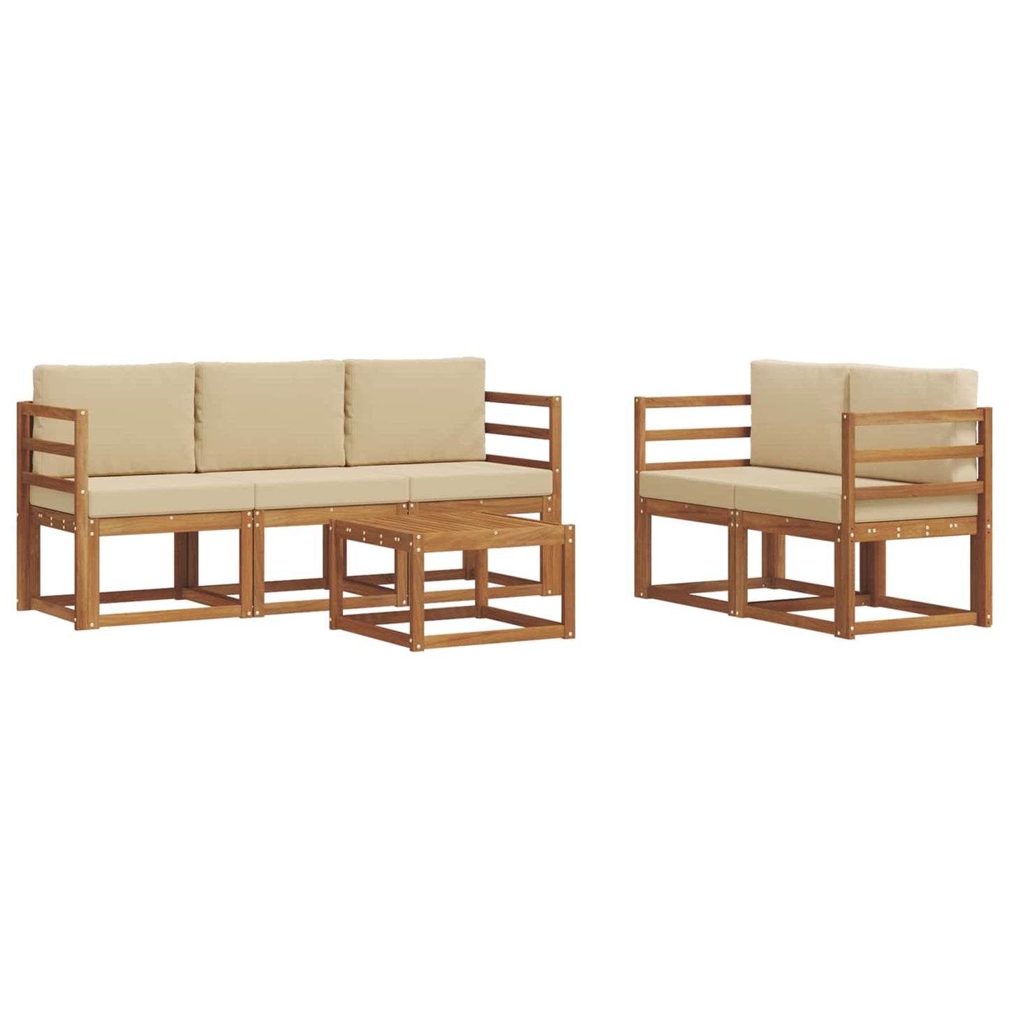 Outdoor-Sofagarnitur 6 stk. Natur und Beige