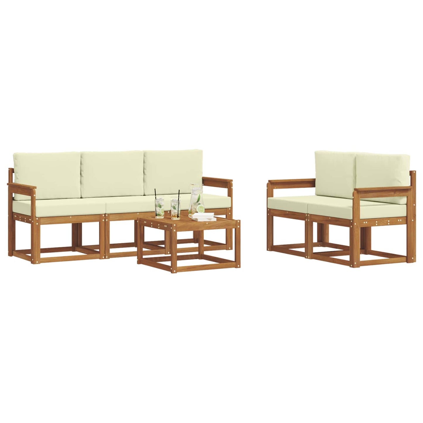 Outdoor-Sofagarnitur 6 stk. Natur und Creme