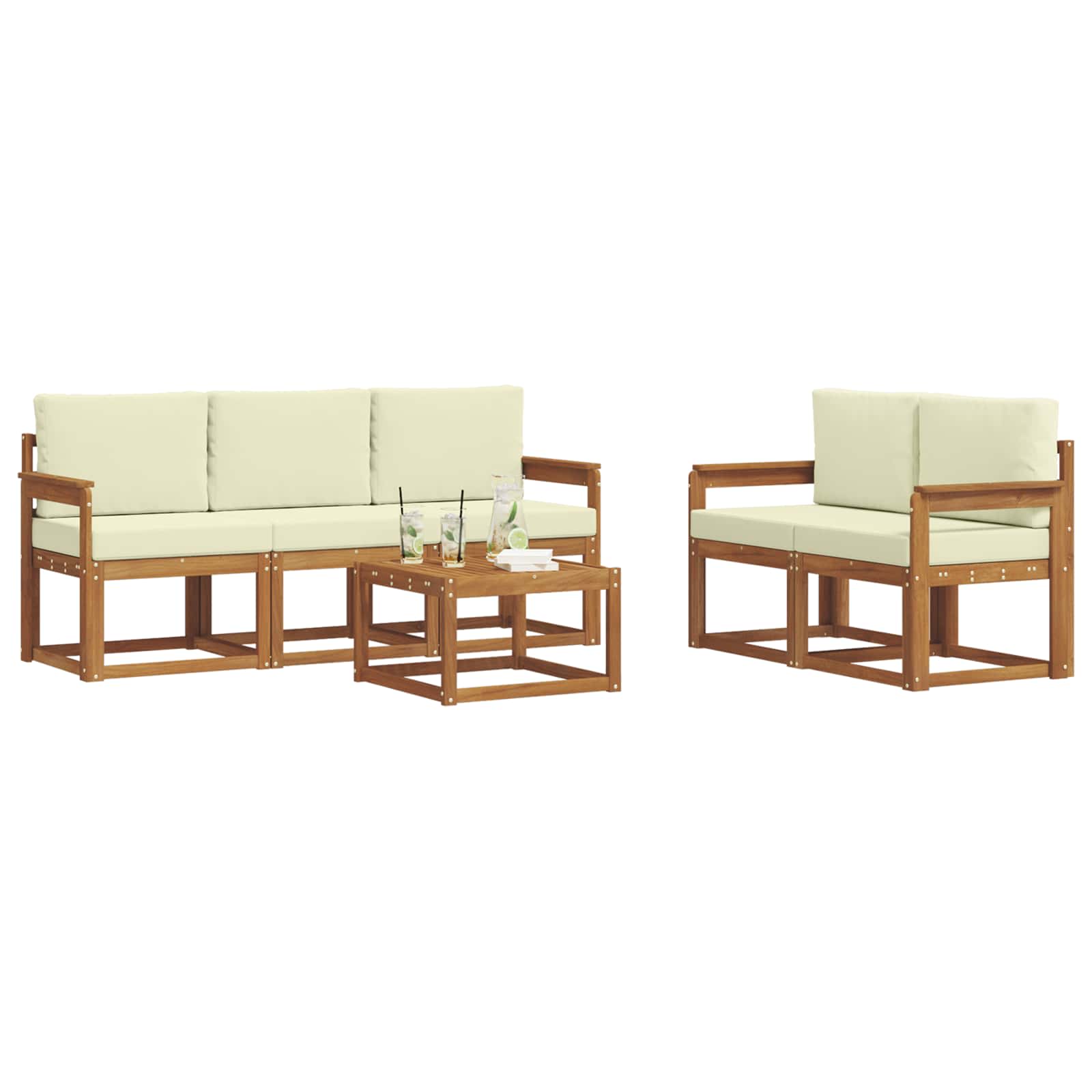 Outdoor-Sofagarnitur 6 stk. Natur und Creme