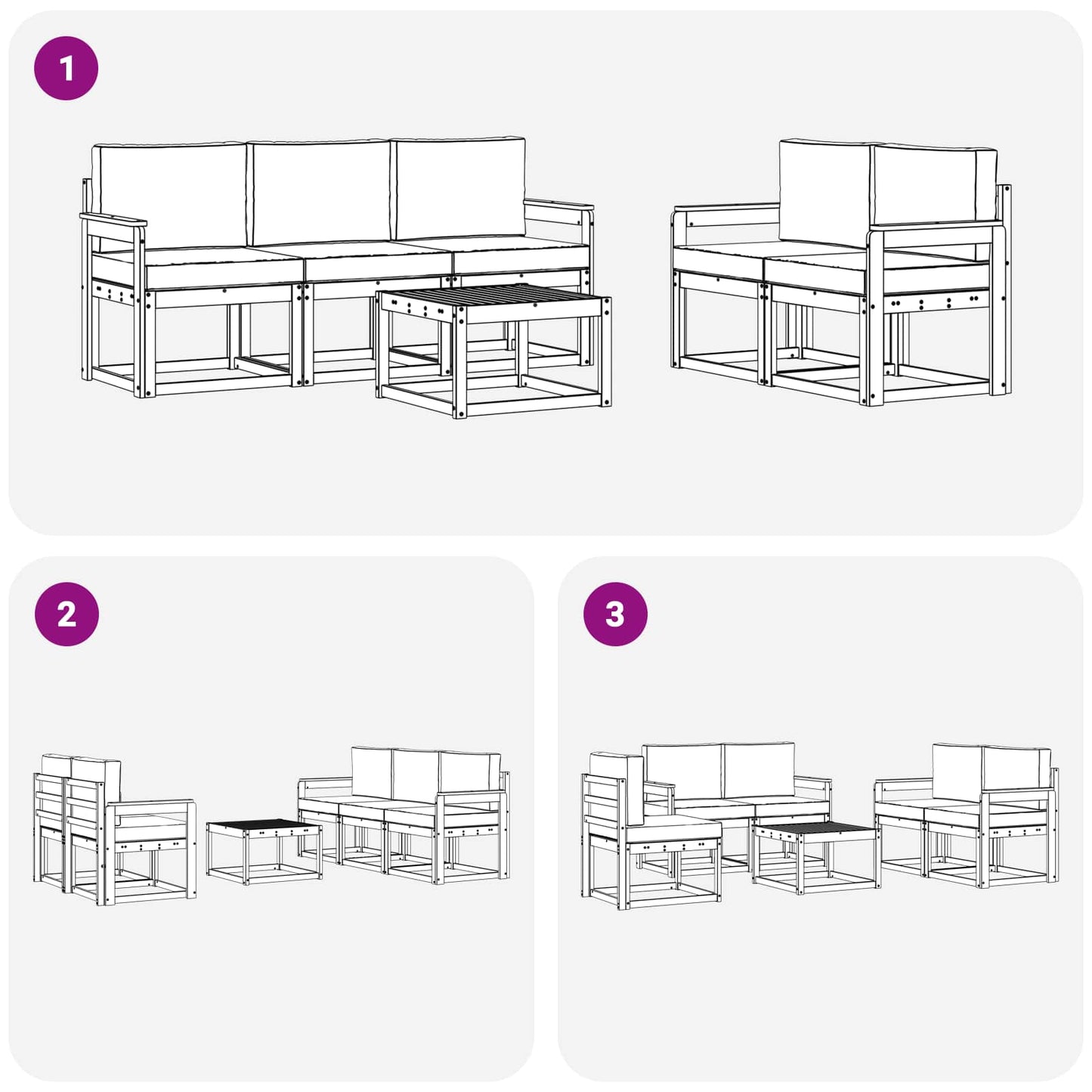 Outdoor-Sofagarnitur 6 stk. Natur und Creme