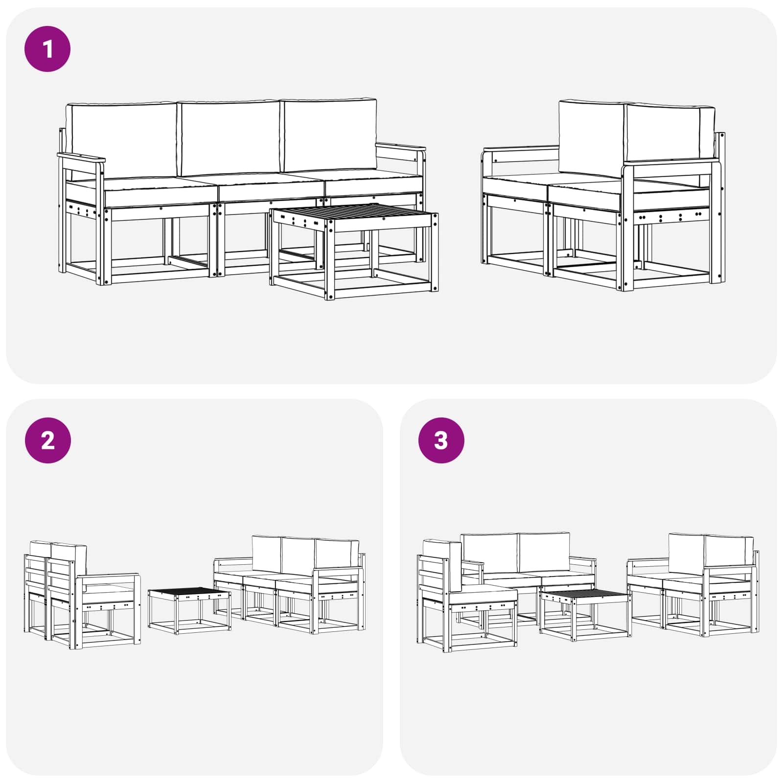 Outdoor-Sofagarnitur 6 stk. Natur und Creme