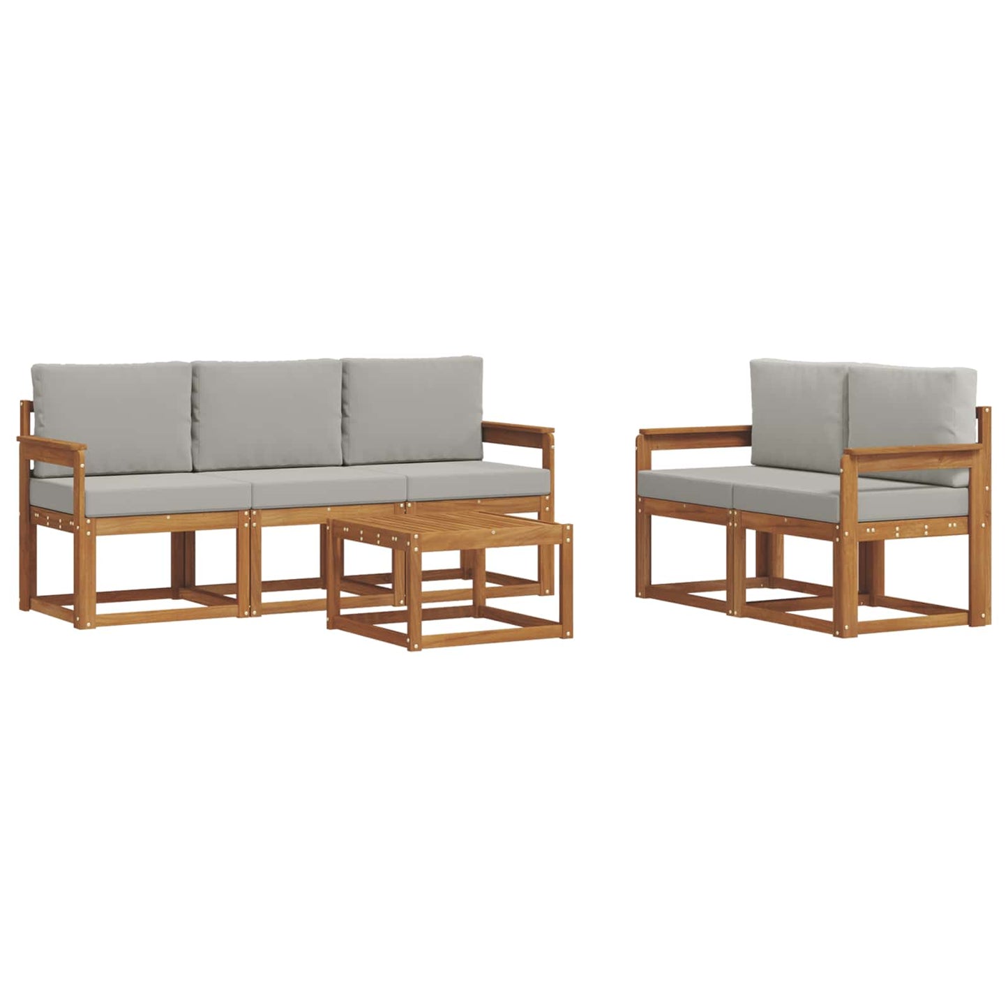 Outdoor-Sofagarnitur mit Kissen 6 pcs Natürlich und Hellgrau