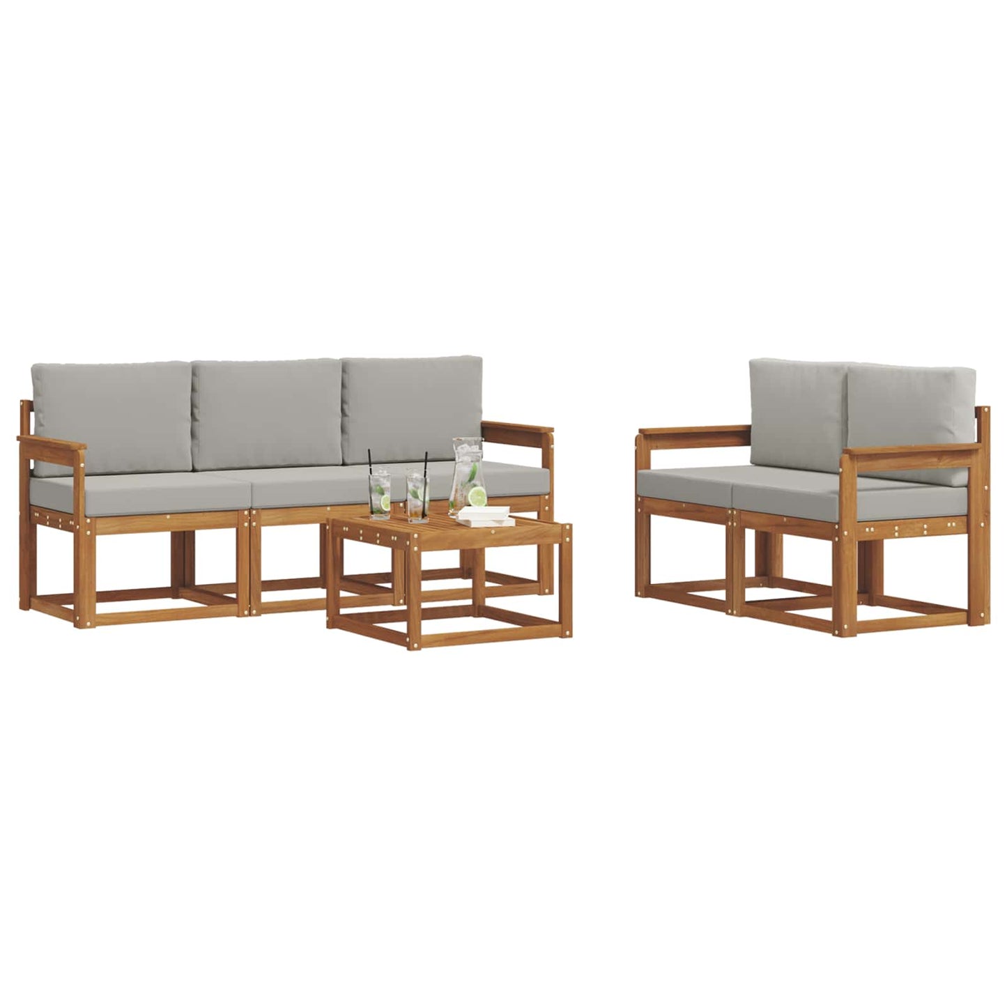 Outdoor-Sofagarnitur mit Kissen 6 pcs Natürlich und Hellgrau