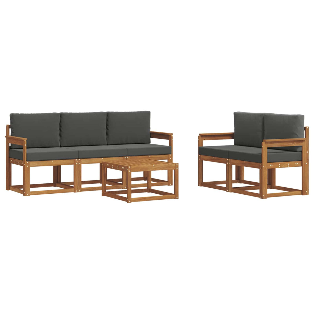 Outdoor-Sofagarnitur 6 stk. Natur und Anthrazit