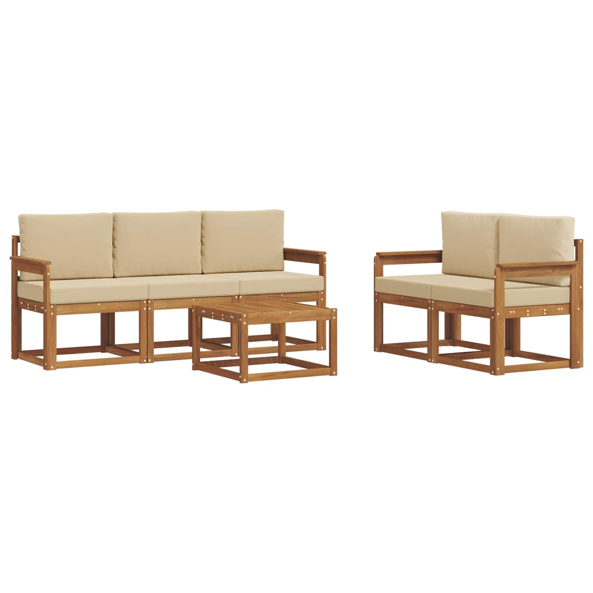 Outdoor-Sofagarnitur 6 stk. Natur und Beige