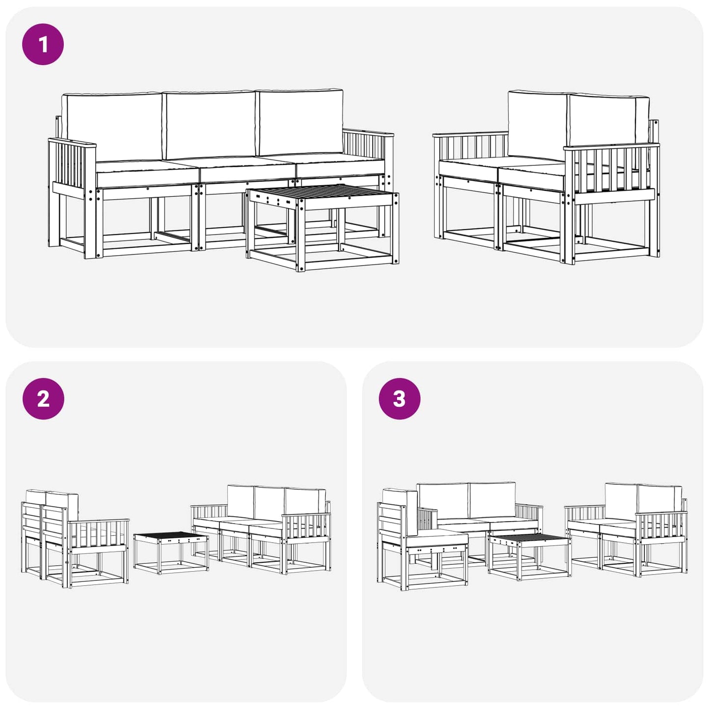 Outdoor-Sofagarnitur 6 stk. Natur und Creme