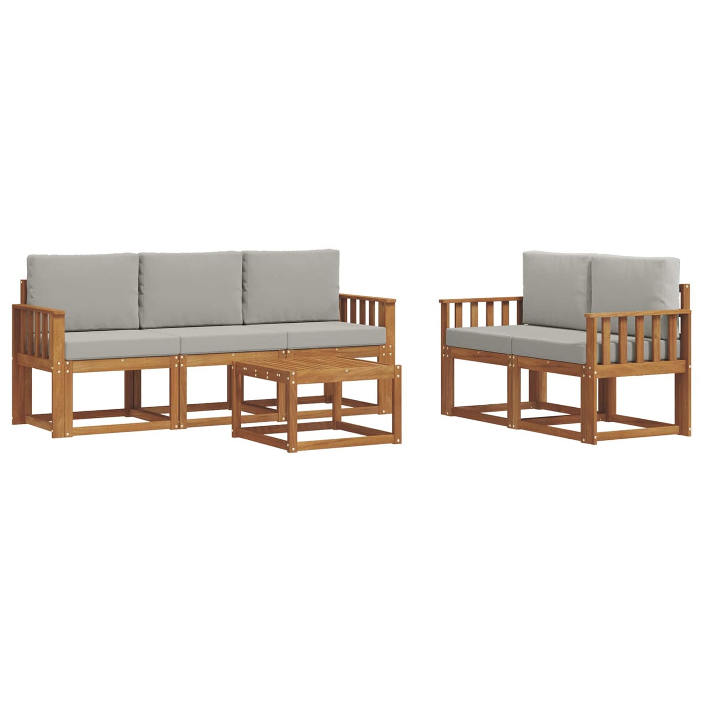 Outdoor-Sofagarnitur mit Kissen 6 pcs Natürlich und Hellgrau