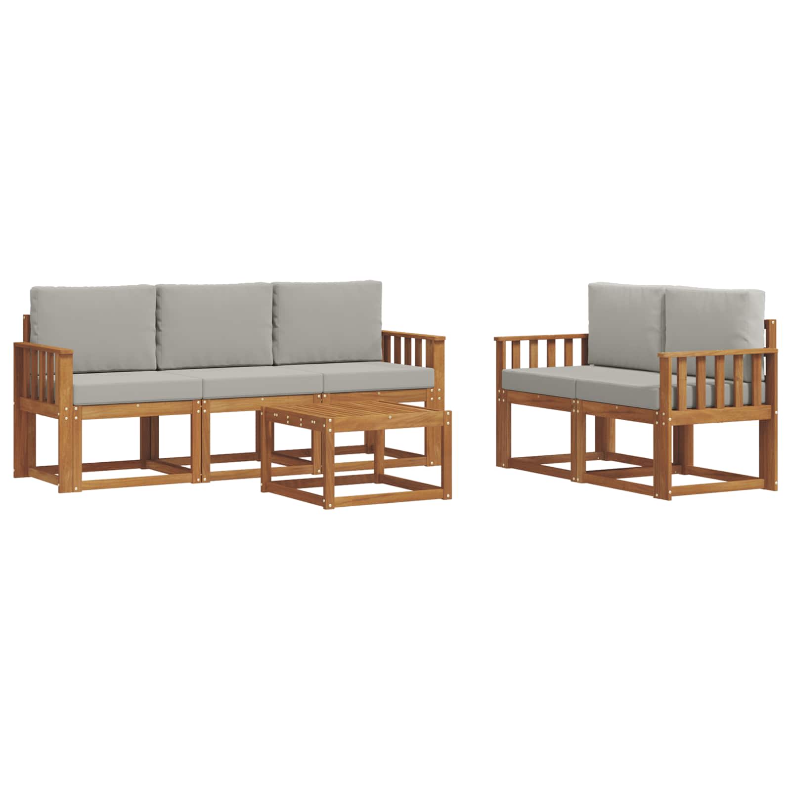 Outdoor-Sofagarnitur mit Kissen 6 pcs Natürlich und Hellgrau