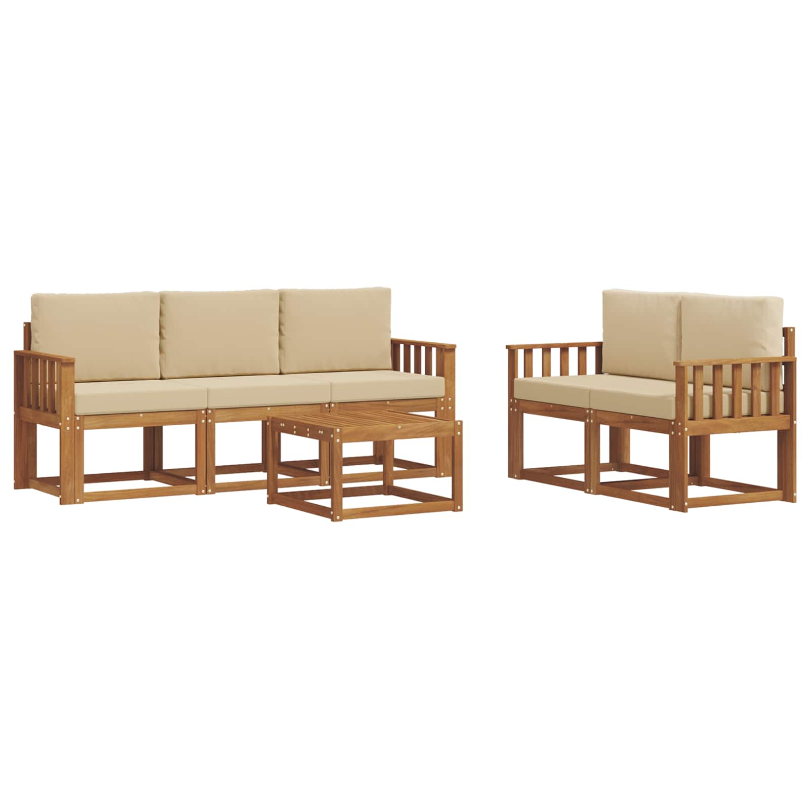 Outdoor-Sofagarnitur mit Kissen 6 pcs Natur und Beige