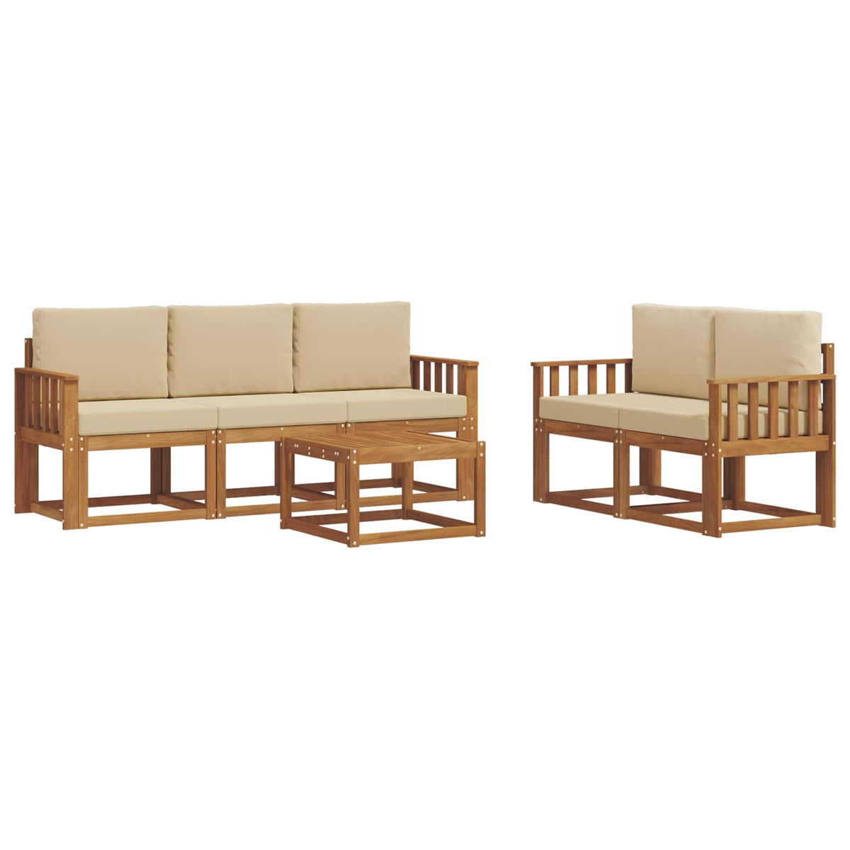 Outdoor-Sofagarnitur 6 stk. Natur und Beige