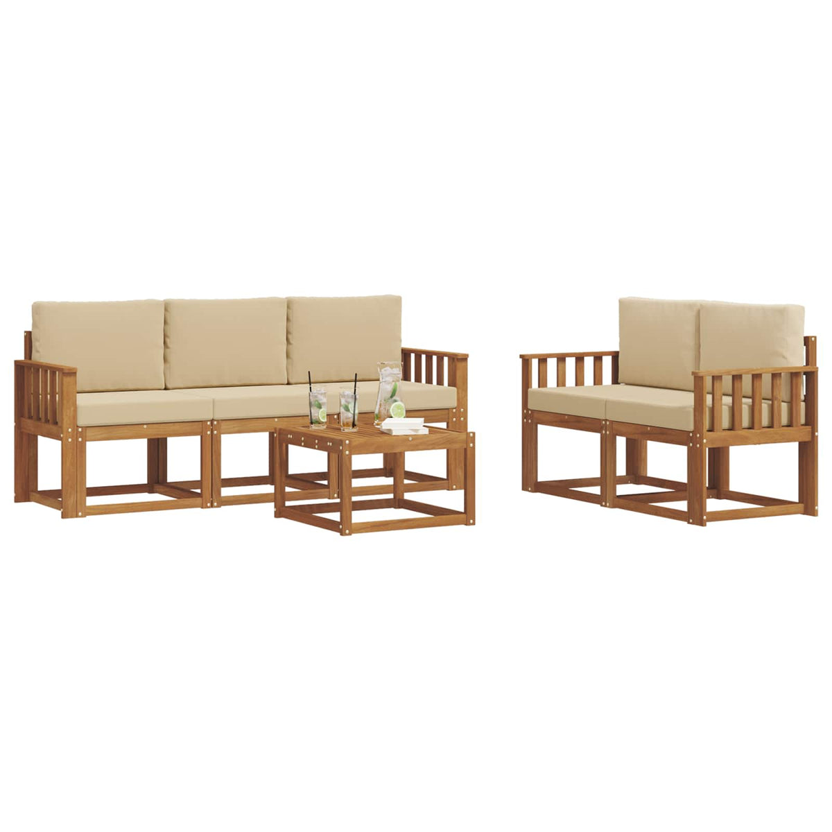 Outdoor-Sofagarnitur 6 stk. Natur und Beige