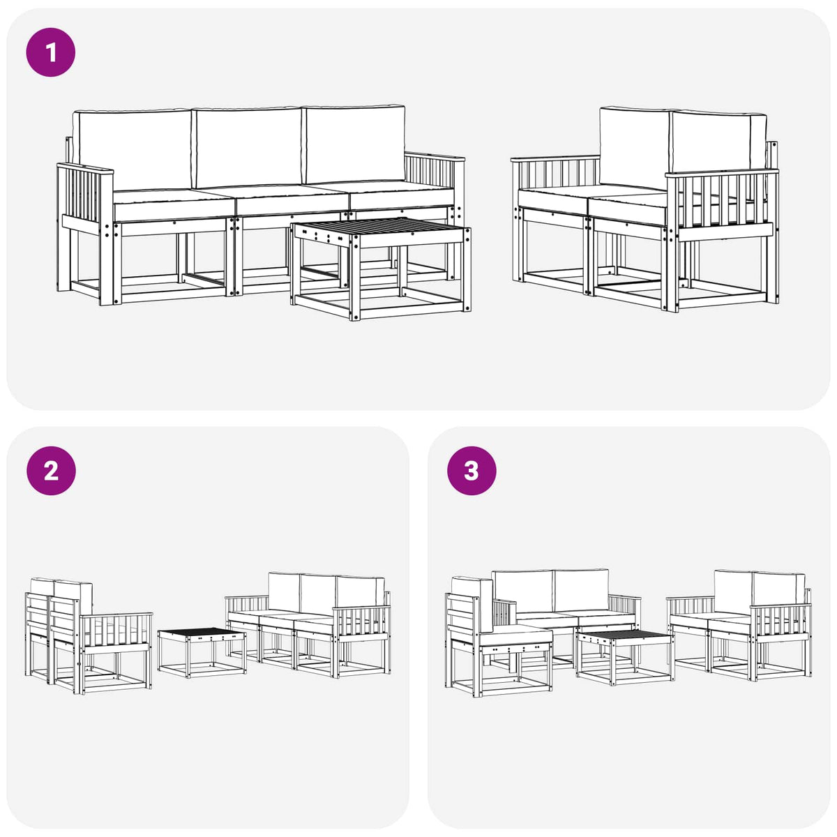 Outdoor-Sofagarnitur 6 stk. Natur und Beige