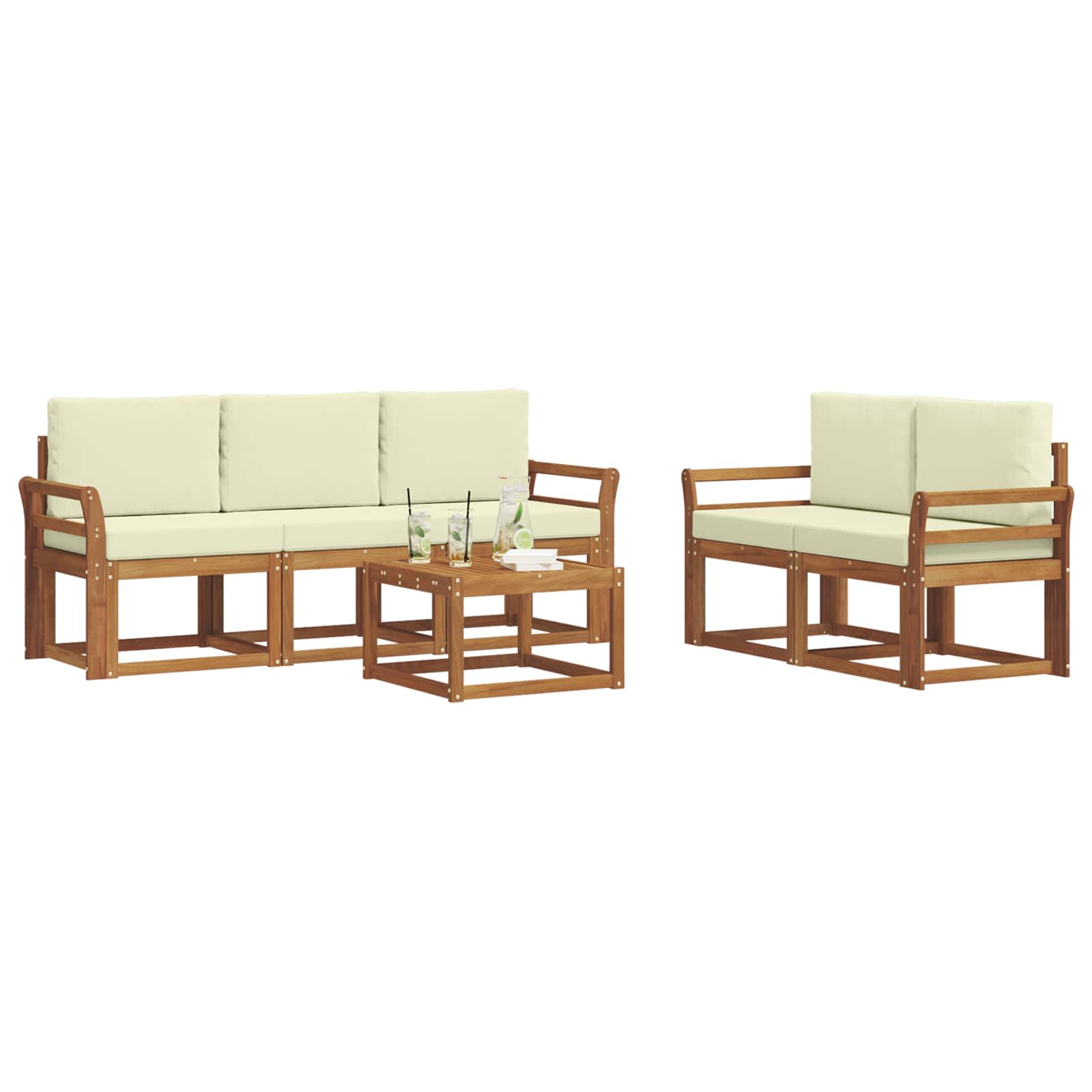 Outdoor-Sofagarnitur 6 stk. Natur und Creme