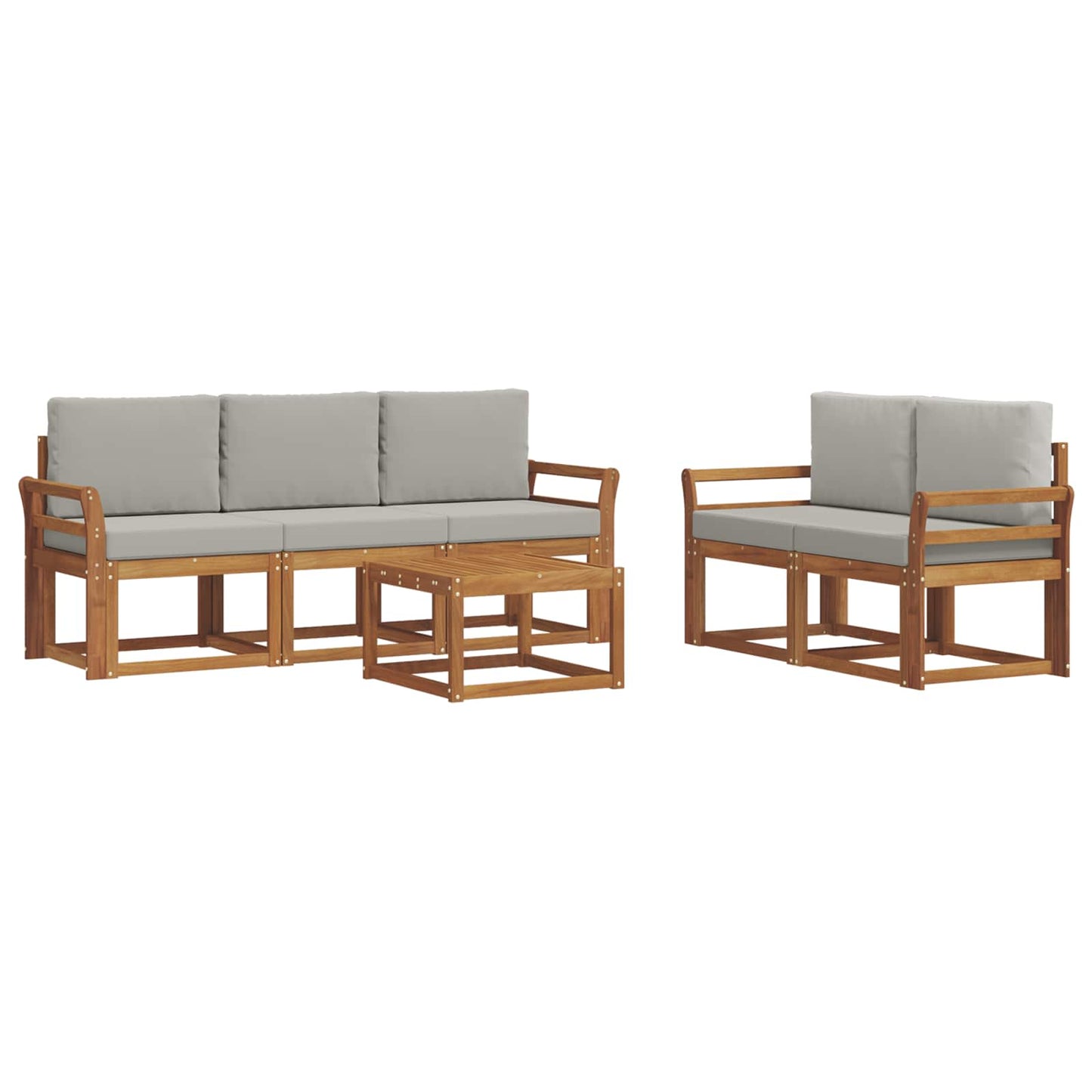 Outdoor-Sofagarnitur mit Kissen 6 pcs Natürlich und Hellgrau