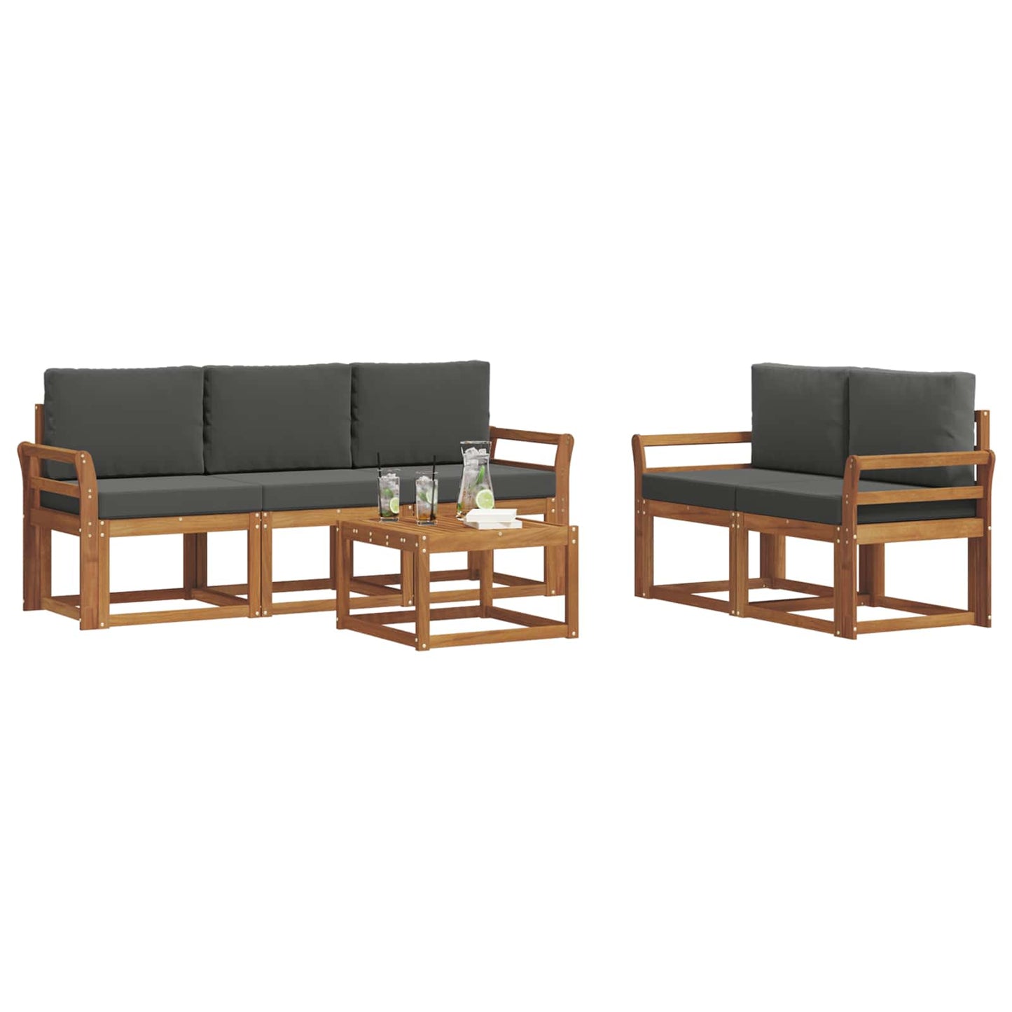 Outdoor-Sofagarnitur 6 stk. Natur und Anthrazit