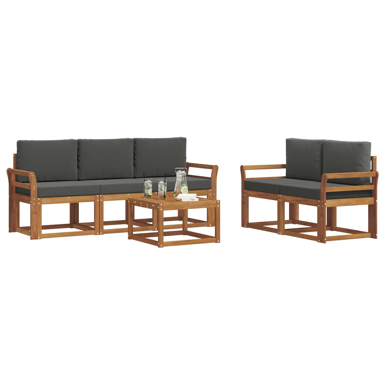 Outdoor-Sofagarnitur 6 stk. Natur und Anthrazit