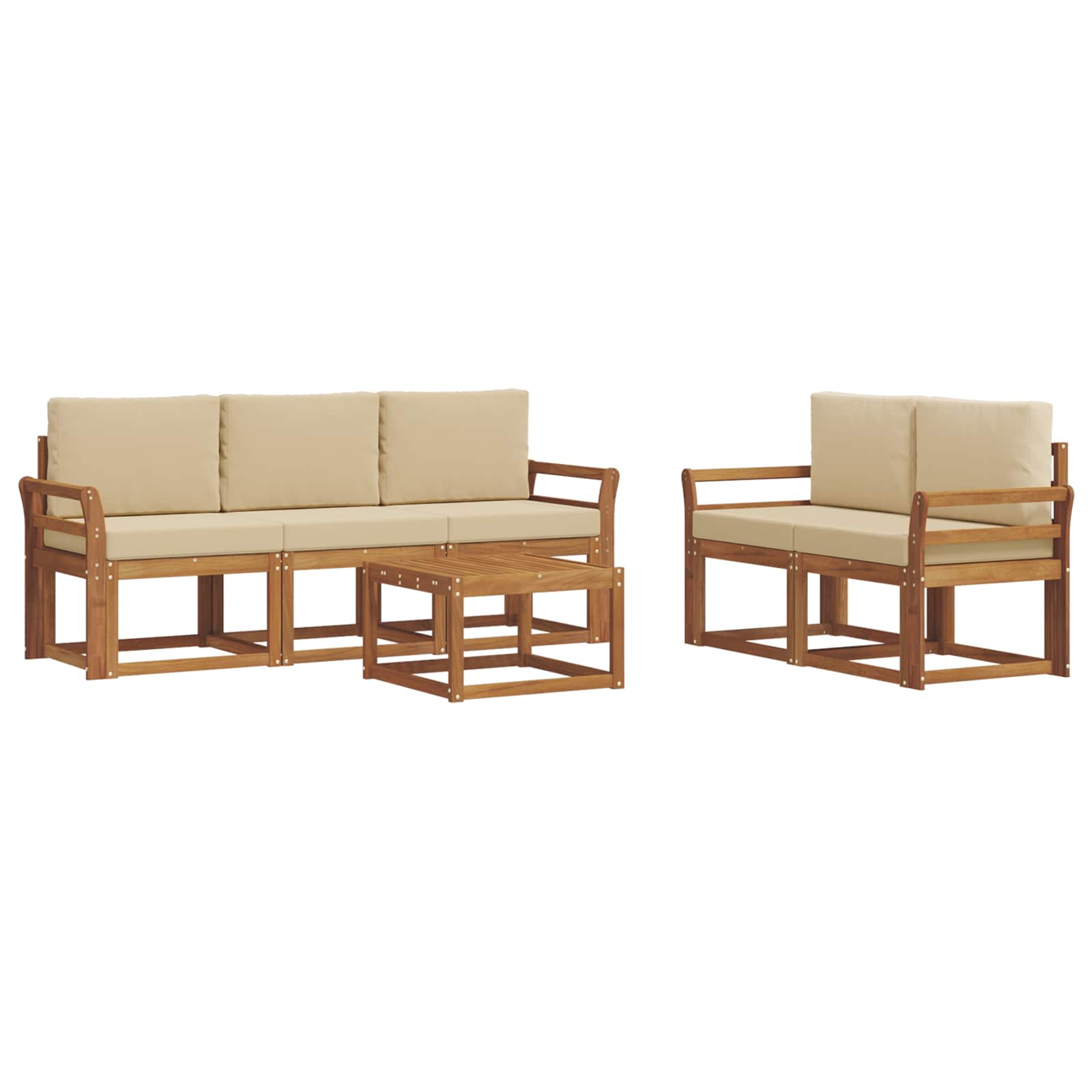 Outdoor-Sofagarnitur 6 stk. Natur und Beige