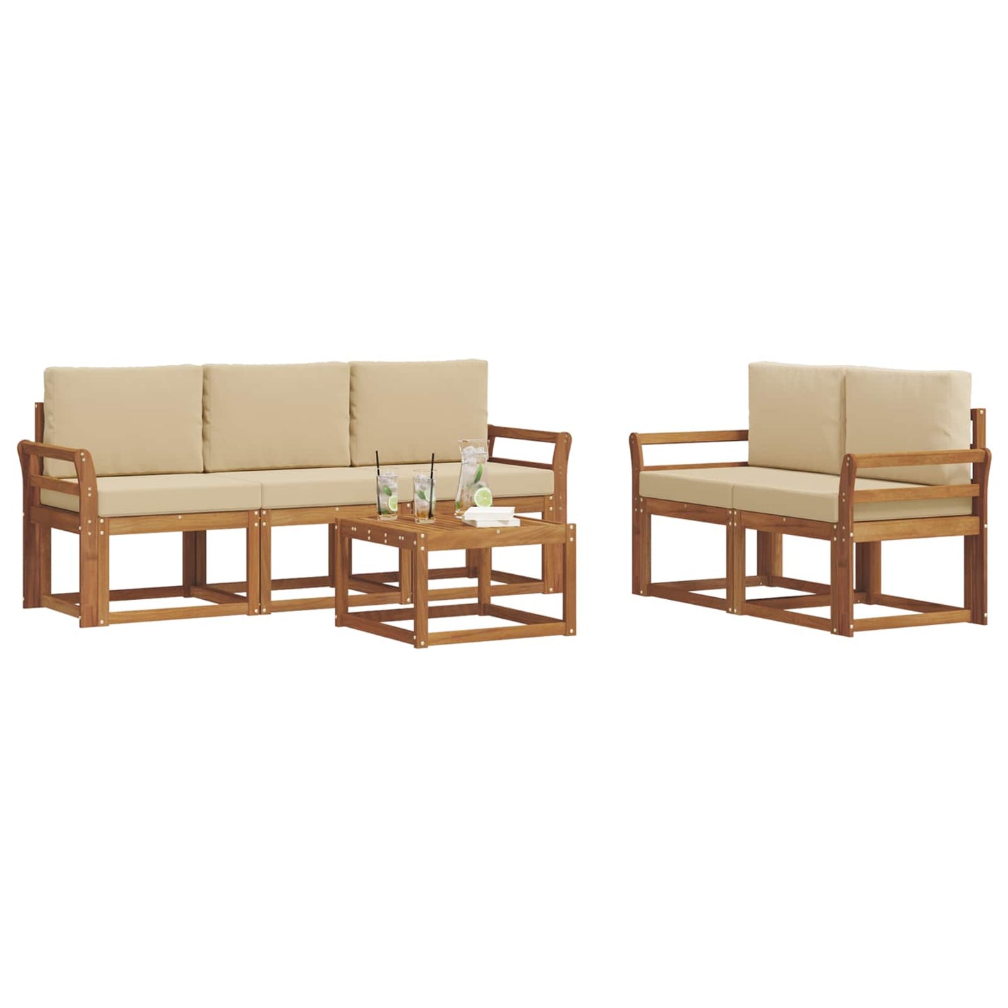 Outdoor-Sofagarnitur 6 stk. Natur und Beige