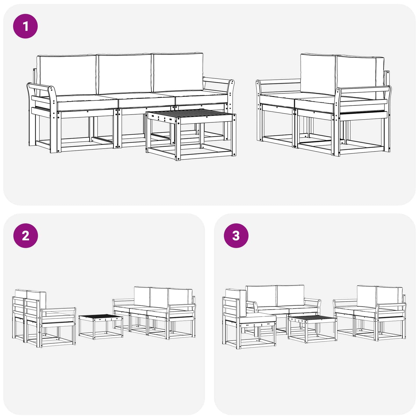Outdoor-Sofagarnitur 6 stk. Natur und Beige